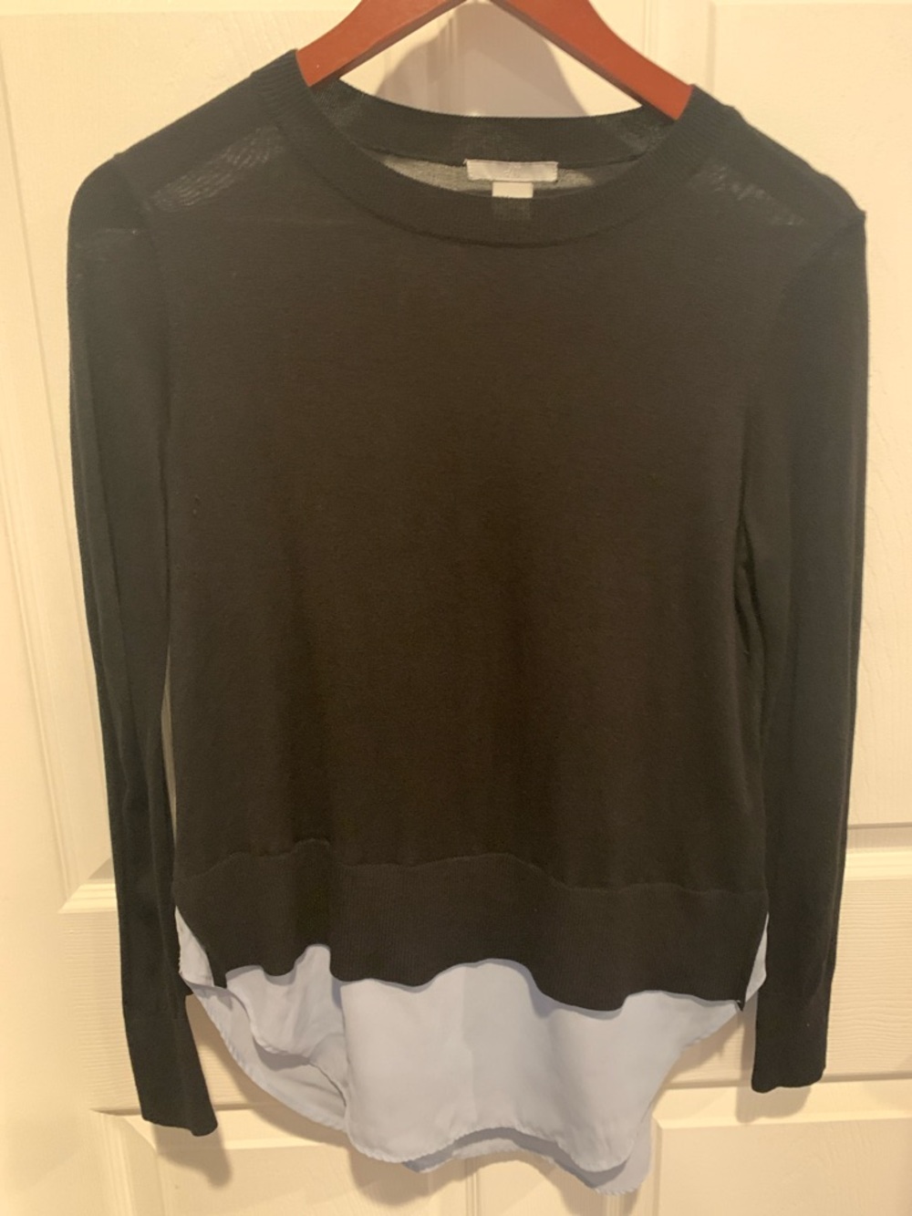 H&M Black Sweater with Light Blue Layered Hem